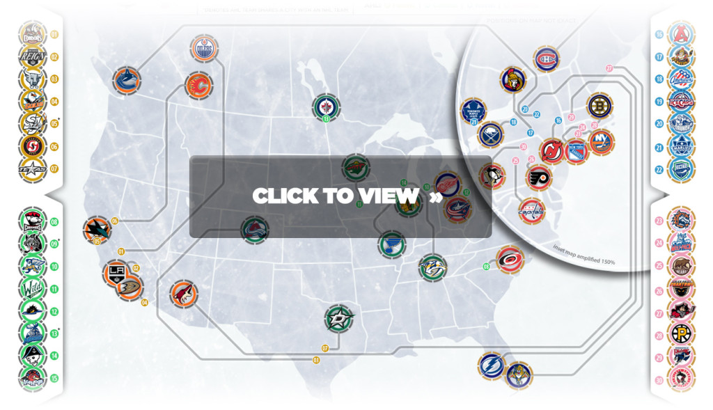 NHL / AHL Map — NHL, AHL, ECHL Affiliations The Home Of The NHL Realignment Project